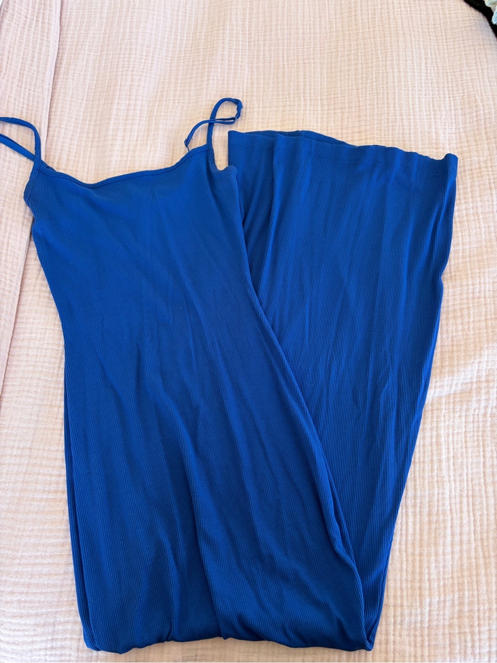 Skims Cobalt Blue Soft Ribbed Long Dress